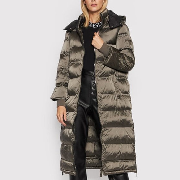 Guess | Jackets & Coats | New Guess Brunella Long Puffer Quilted Zip Warm Jacket Removable Hood 